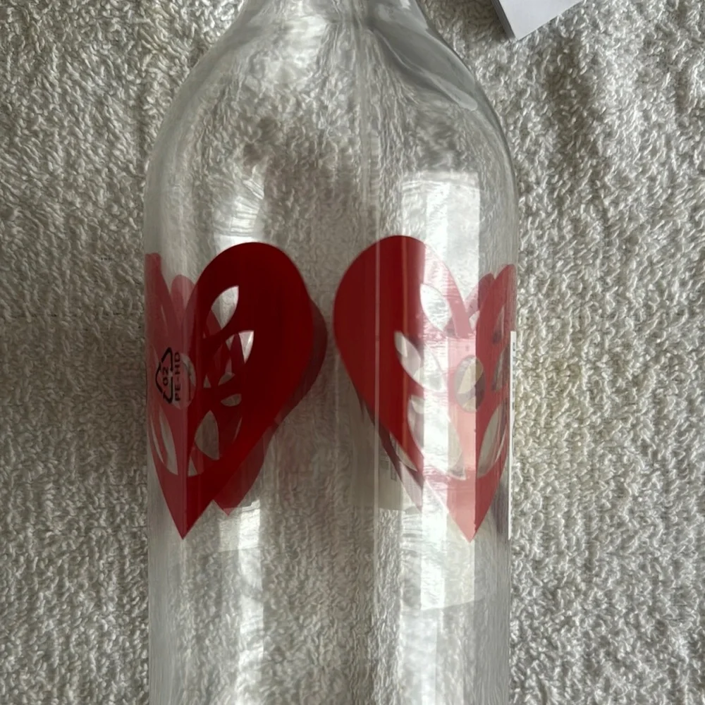 IKEA Vinterfint Glass Bottle with Red Heart Motif